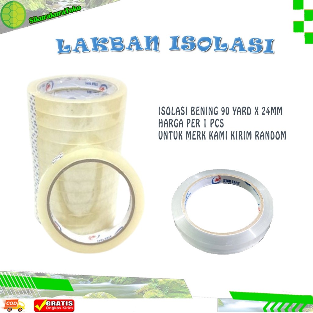 

(SDA) Lakban Solasi Selotip 90 yard x 24mm Murah Isolasi Bening Kecil 2 Jari Star Tape Berkualitas Super Lengket Ecer Satuan