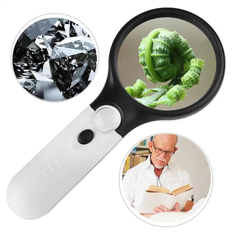 

Kaca Pembesar LED 2in1 Pembesar 3 LED Membaca Magnifying Glass Dengan Lampu