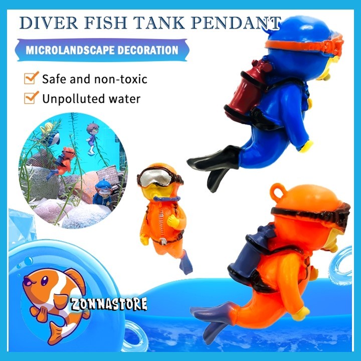 Miniatur Penyelam hiasan Aquarium HIASAN Ornamen Penyelam Aquarium Penyelam FLOATING dekorasi aquasc