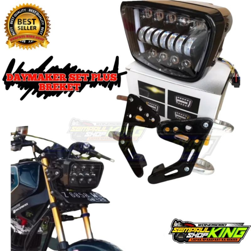 Lampu demeker rx king plus breket demeker rxking new oval scorpio Demeker RX KING 16 mata plus sein 