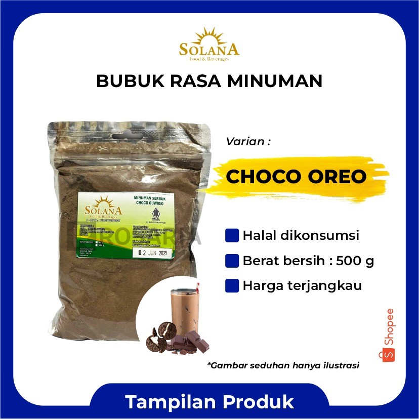 

Bubuk Rasa CHOCO OREO Serbuk Minuman Permen Karet Merk SOLANA Premium Kekinian