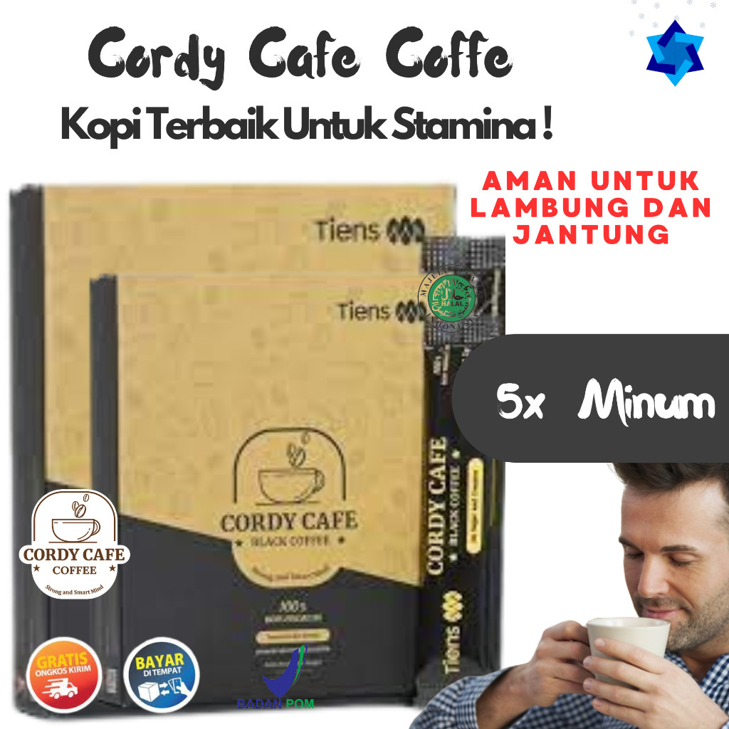 

[Bestseller] Gratis Ongkir (COD) Black Cordy Coffe Cafe Tiens Kopi Hitam Stamina Pria Kuat BPOM Isi 5 Saset Bisa COD