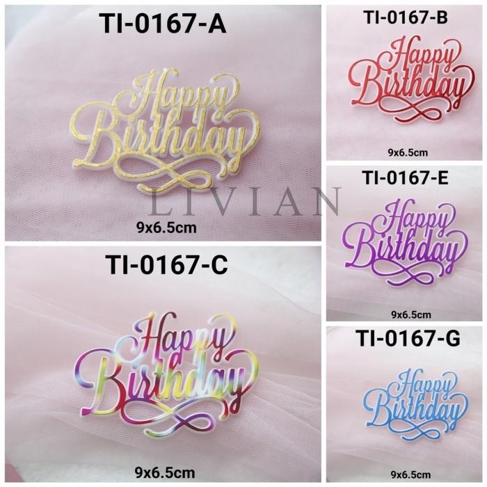 

lv GR-TI-0167 Cake Topper Tulisan Happy Birthday Paku Tempel ulang tahun - TI-0167-E UNGU