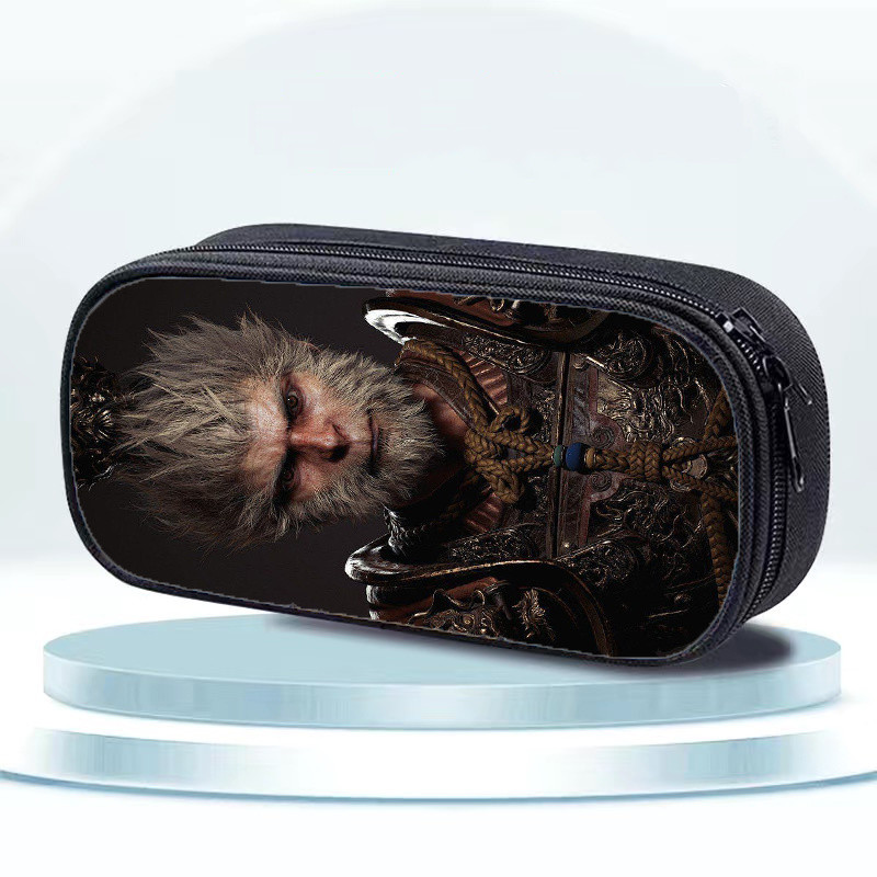 

Hitam Myth Wukong Kotak Pensil Kotak Alat Tulis Kanvas Ritsleting Kapasitas Besar/Banyak Lapis