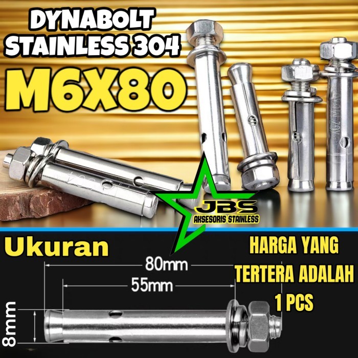 SA99 DYNABOLT/ANCHOR BOLT M6×80 STAINLESS 304