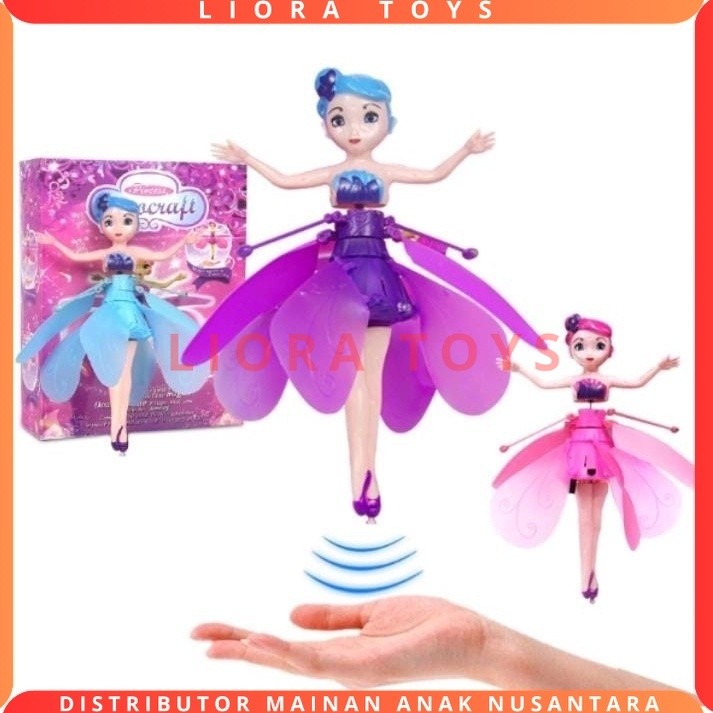 Mainan Anak Perempuan Boneka Terbang Sensor Tangan Berlampu Baterai Cas