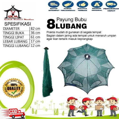 Bubu payung 8 Lubang Jaring Jebakan Perangkap Udang ikan Kepiting