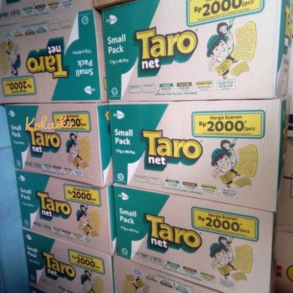 Taro Net 17 gram Dus isi 40 pcs - Ciki Taro - Dus Dusan - Cemilan Snack