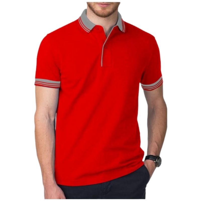KAOS POLO SHIRT LENGAN PENDEK KERAH KOMBINASI BAJU PRIA WANITA POLOS WARNA HITAM PUTIH COKLAT KUNING