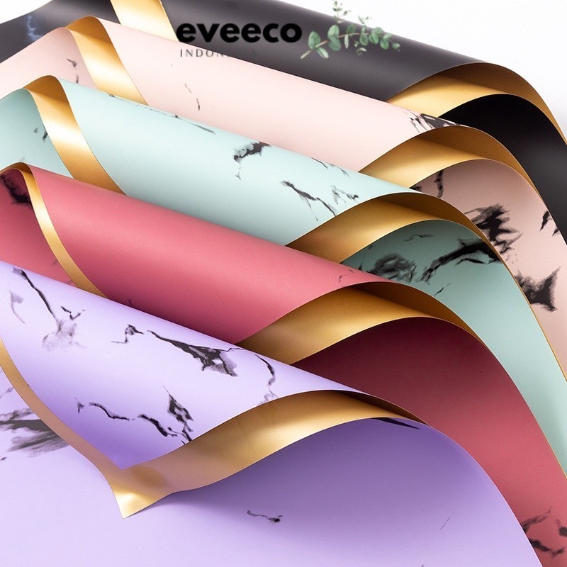 

EVEEco - (5 LEMBAR) - FL19 MARMARON Kertas Bunga Paper Buket Motif Batu Marmer Abstrak Florist Cellophane