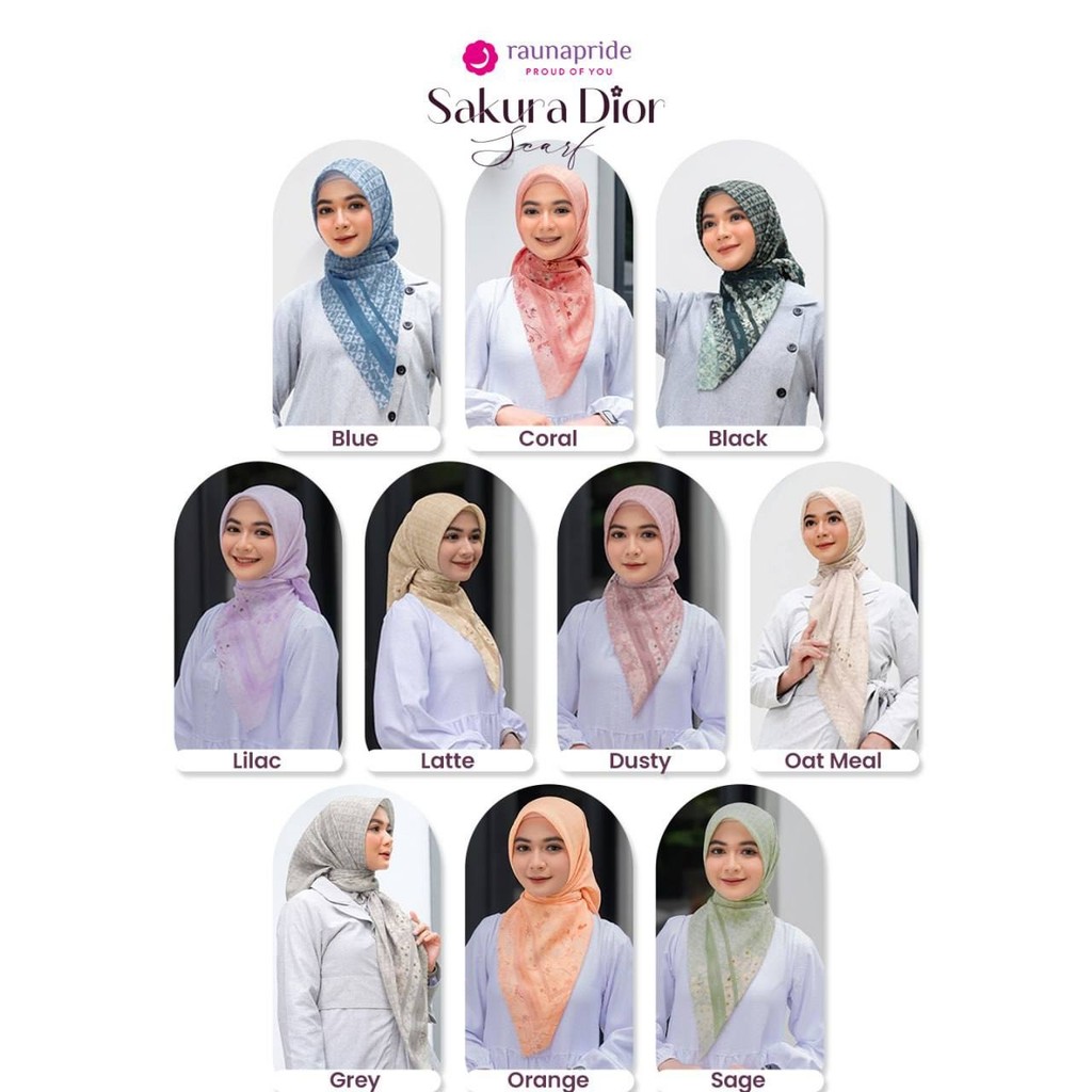 Sakura Dior Hijab Segi Empat Voal Premium Terbaru by Rauna | Hijab Segiempat Rauna Terbaru | Hijab V