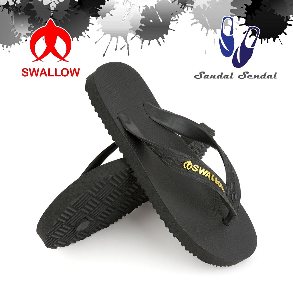 Sandal Jepit Swallow Black PEARL M01 Karet Lokal Lentur