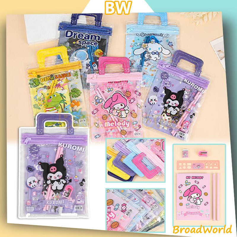 

Lucu Pouch Set Stationery Hadiah Anak Sanrio/6 IN 1 Karakter Kartun Stationery Set/paket alat tulis/ Lucu Perlengkapan Sekolah Anak-Anak TK Souvenir Ulang Tahun
