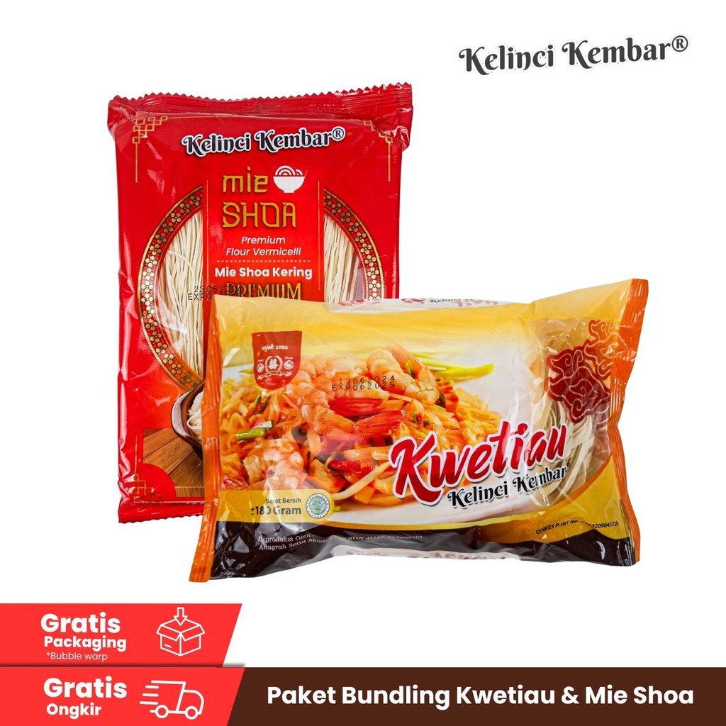 

Bundling Kwetiau & Mie Shoa / Misoa Kelinci Kembar Premium 135gr