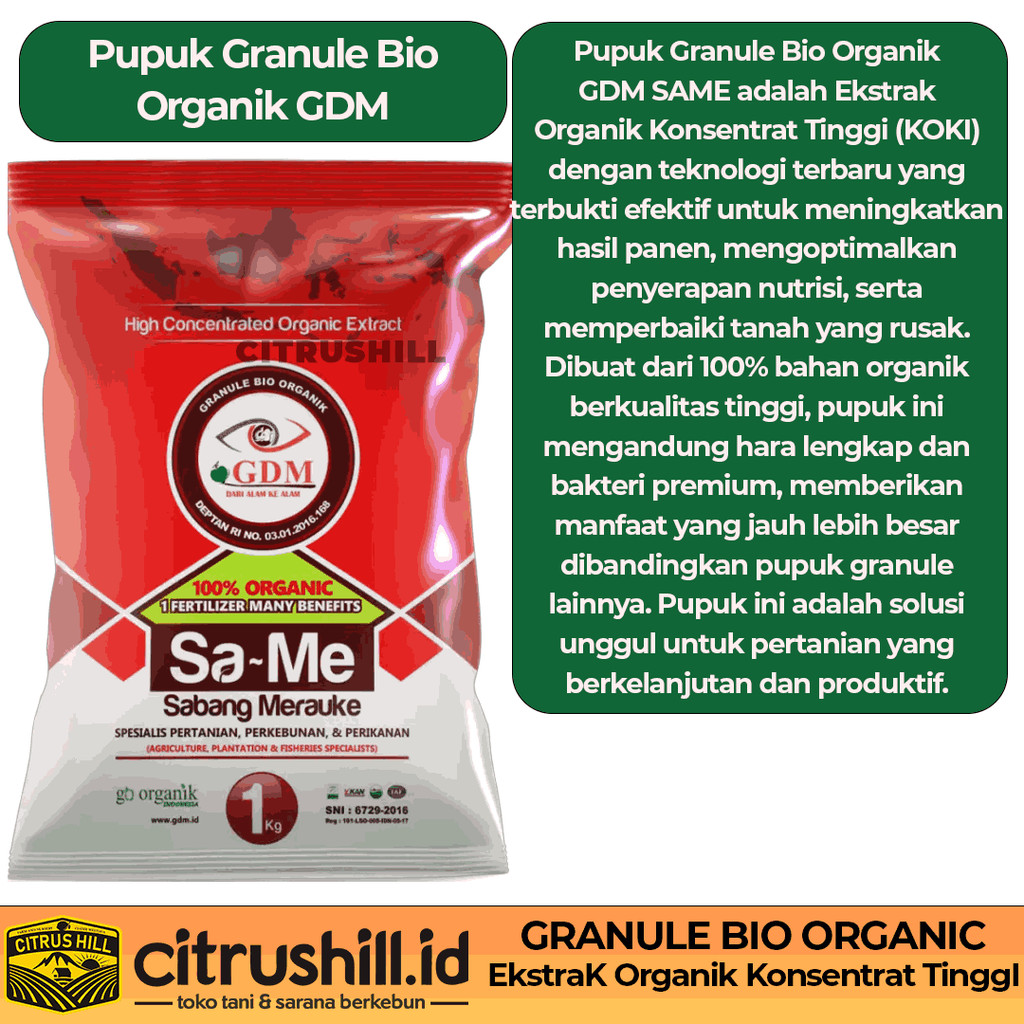 Granule Bio Organik GDM SAME Pupuk Padat Tanaman 1kg