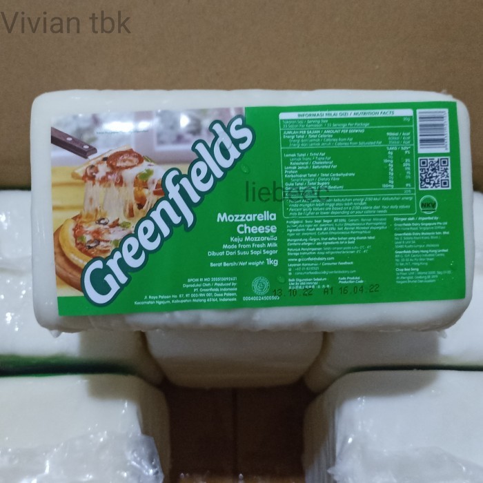 

vv Keju Greenfields Mozzarella Cheese 1kg / 1 kg mozarella