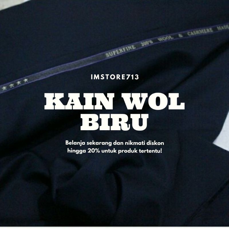 kain katun wool biru gelap bahan celana dan setelan kain meteran
