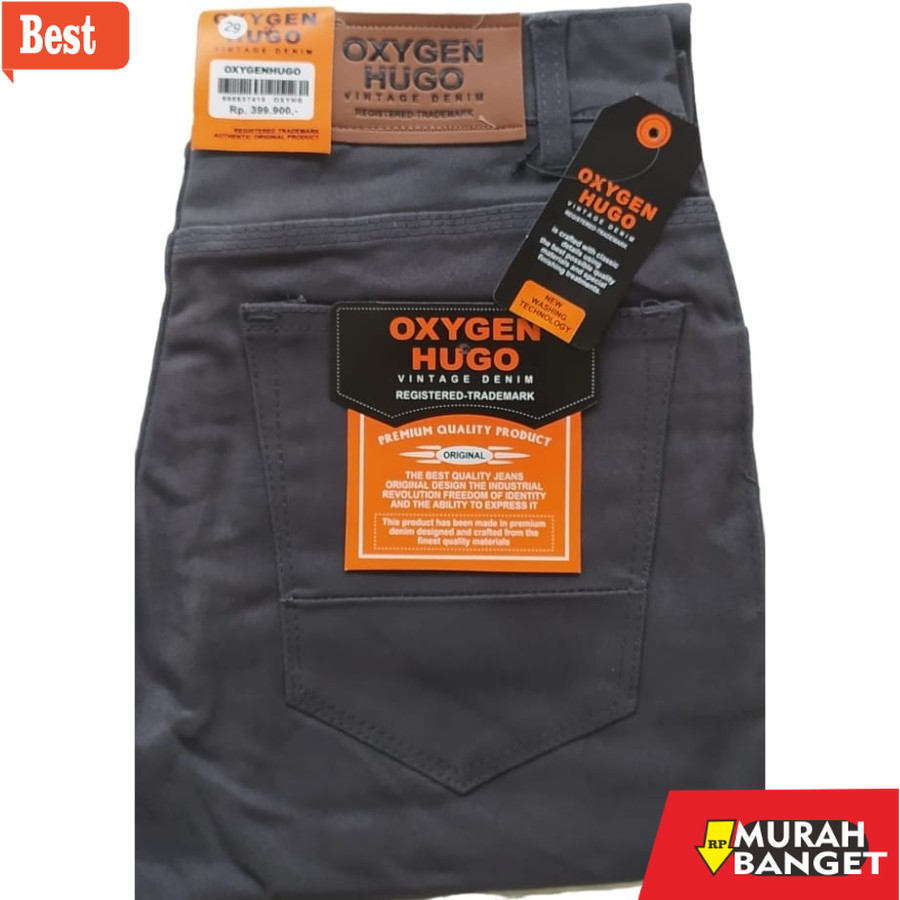celana cargo panjang pria Celana Panjang Oxygen Hugo 100% Cotton Warna Hitam
