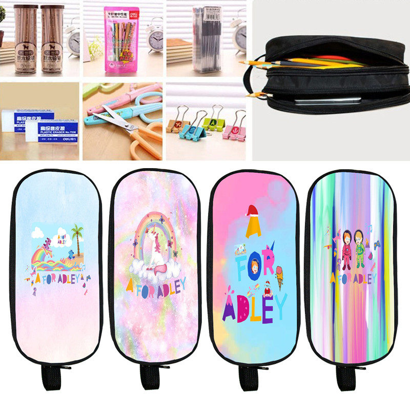 

Cartoon A for Adley Pencil Bags Rainbow Ice Cream Large Capacity Portable Stationery Box Unicorn Storage Case Kids Toy