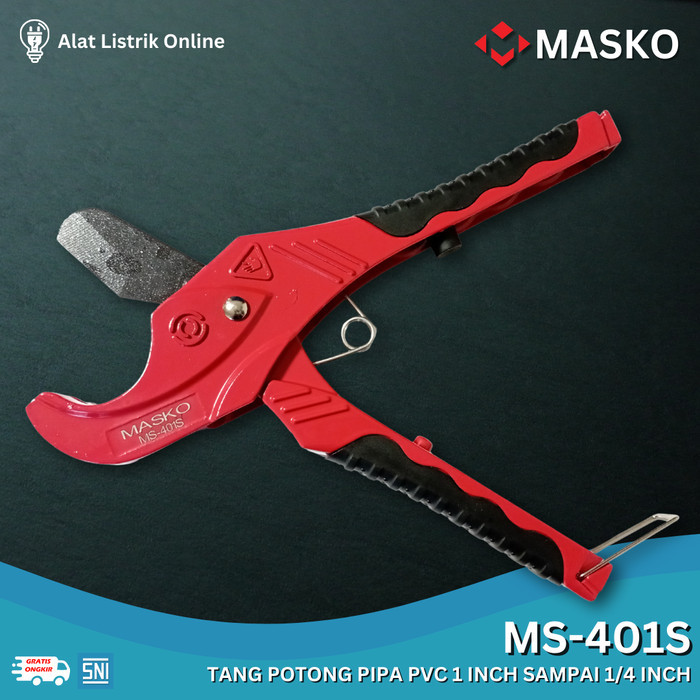 

TANG POTONG PIPA PVC 1 INCH SAMPAI 1/4 INCH MERAH 33mm MASKO 401S TERMURAH