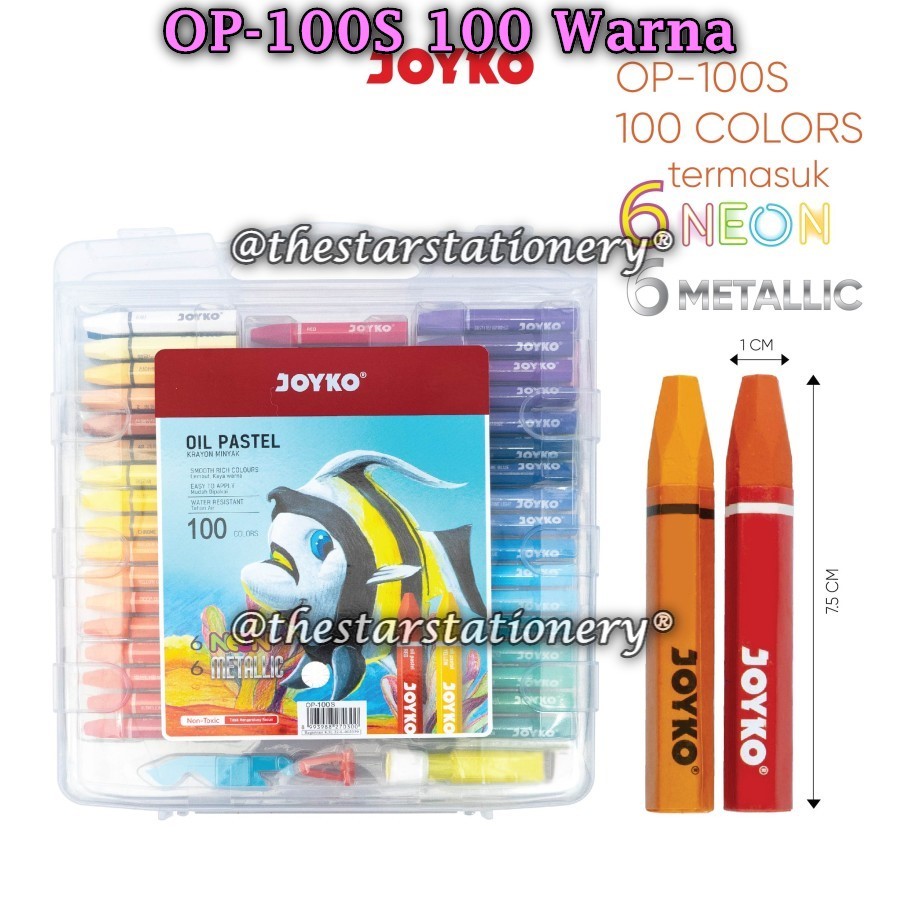 

(1 Set Isi 100 Warna) GROSIR Crayon Joyko OP-100S 100 Warna / Krayon Minyak Oil Pastel Joyko OP100S