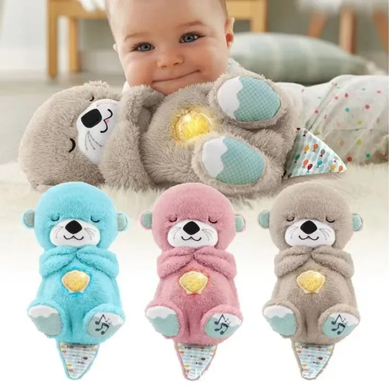 Breathing Otter Sleep and Playmate Otter Musical Stuffed Baby Plush Toy with Light Sound Newborn Sen
