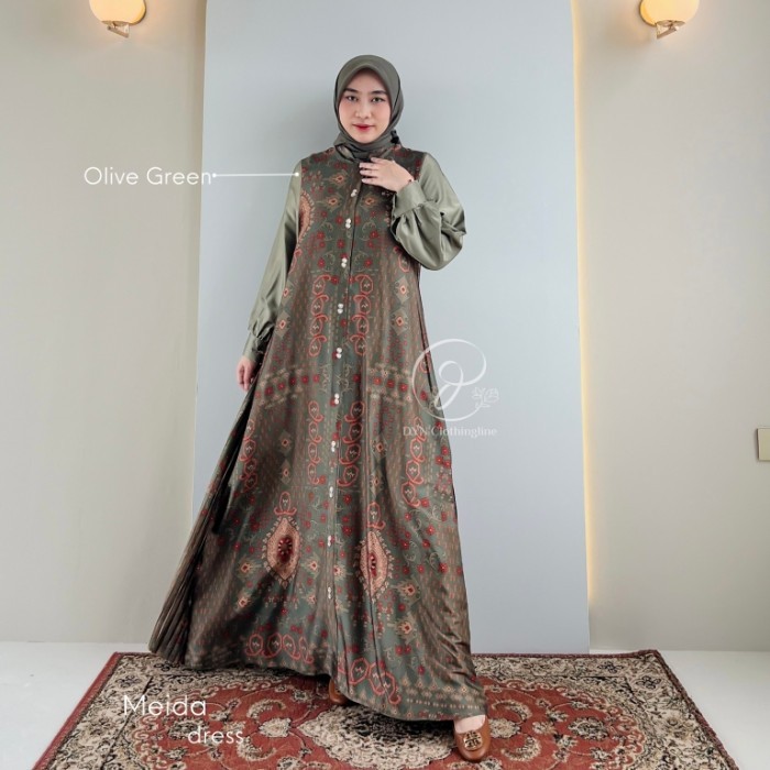 DYN - Meida Dress DYN CLOTHINGLINE Gamis Silk Premium - Olive Green