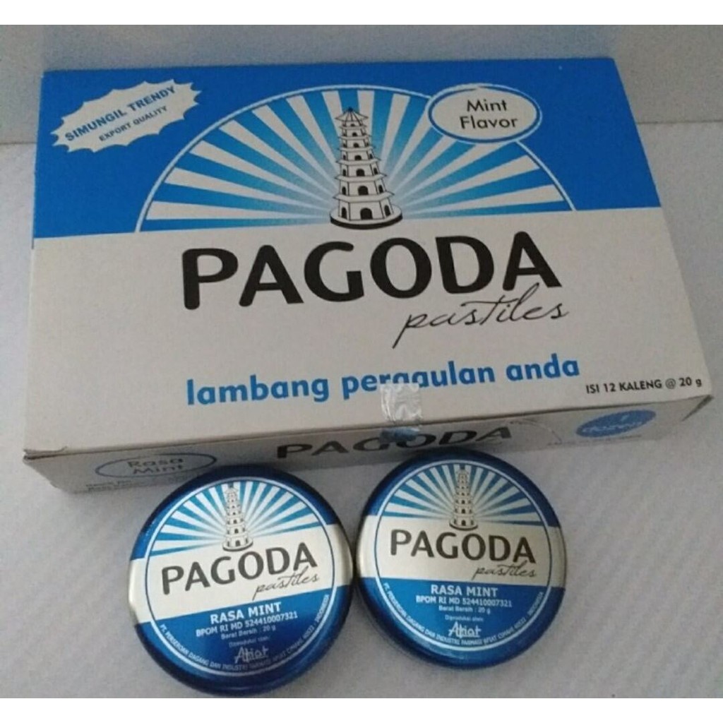 

Permen Pagoda Pastiles biru 20 gram rasa Mint