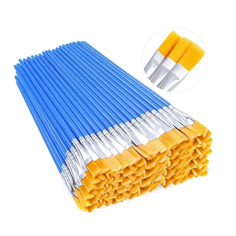 

50Pcs Painting Brushes Set Art Round Flat Hair Nylon Hair Paint Brush for Oil Acrylic Watercolor Kids/Artists/Beginners/Students