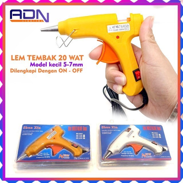 

Alat Lem Tembak Bakar 20W Hot Melt Gun HE Series kecil 20 watt On Off