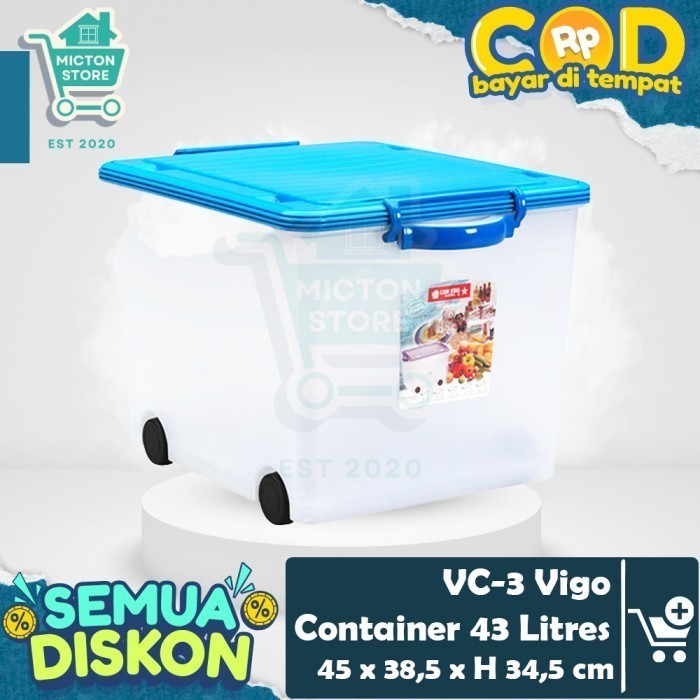

BUNTON Lion Star VC-3 Vigo Container 43 Liter Kontainer Roda Box Kargo Krat Industri Baju Mainan Barang Serbaguna LionStar Plastik Berkualitas Murah Tahan Lama Anti Pecah Toples Penyimpanan Dapur Rumah Wadah Tempat Kotak Botol Keranjang Peralatan Makan