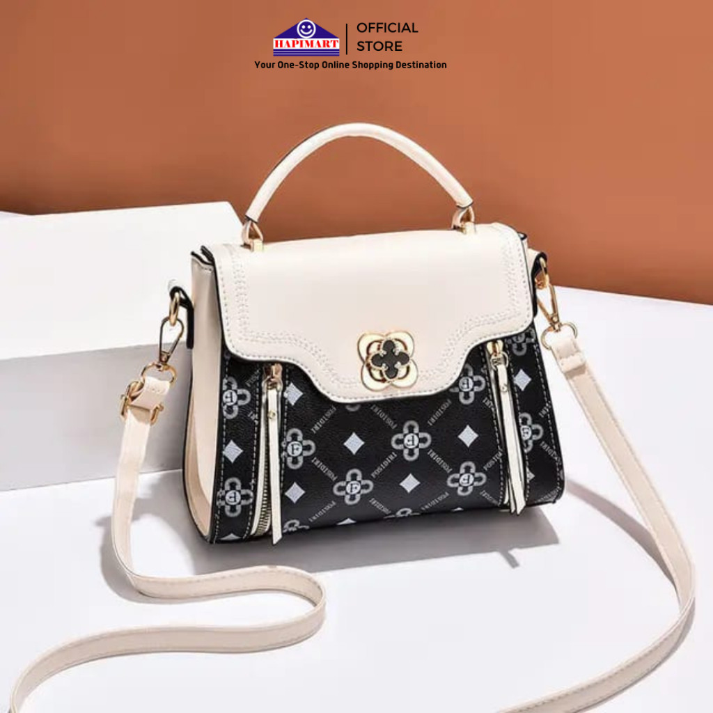 Tas Selempang Bahu Motif Bunga Tas Wanita Import Vintage PU Leather