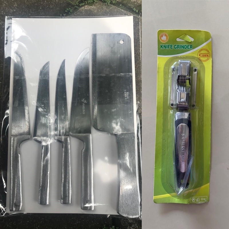 Paket Pisau Set Isi 5 NIUM + Asahan Pisau / Set Pisau Dapur / grosir pisau Terbaik