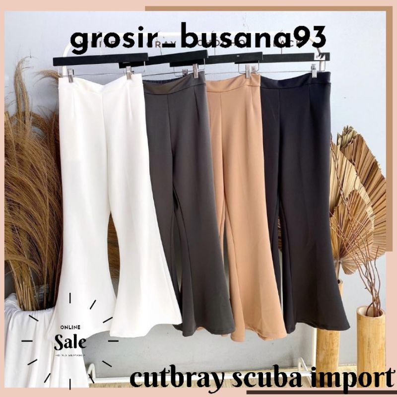 Celana Cutbray Wanita / Celana Cutbray Scuba / Cutbray Scuba Pants Import