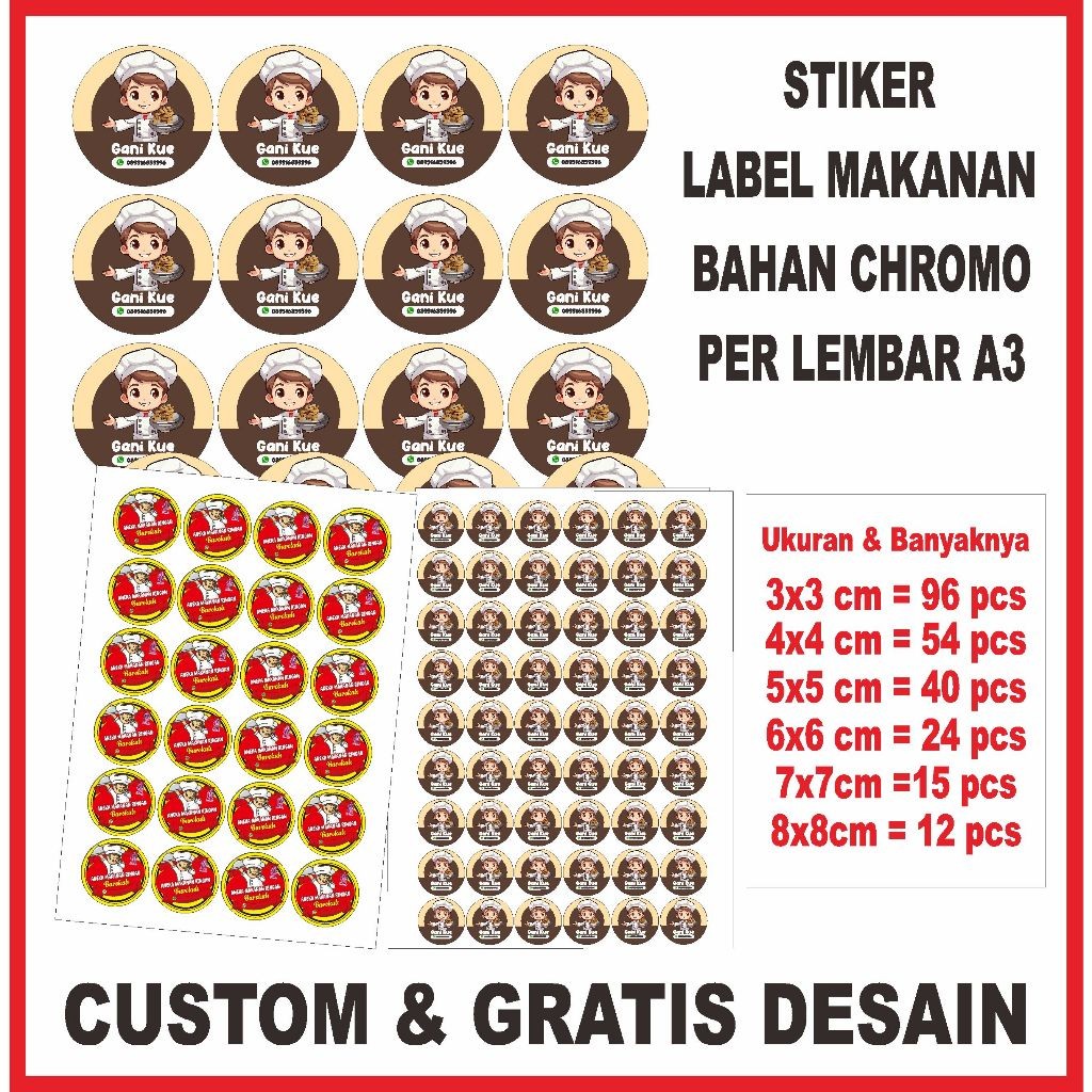 

Stiker Label Makanan Bahan Chromo Siap Tempel Bisa Request dan Free Design CingWangPrint