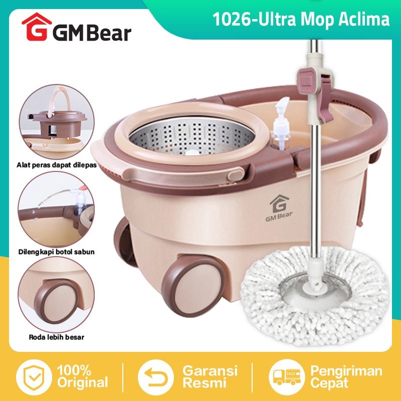 gr69jm GM Bear Alat Pel Lantai Praktis Spin Mop 1026 - Ultra Mop Aclima