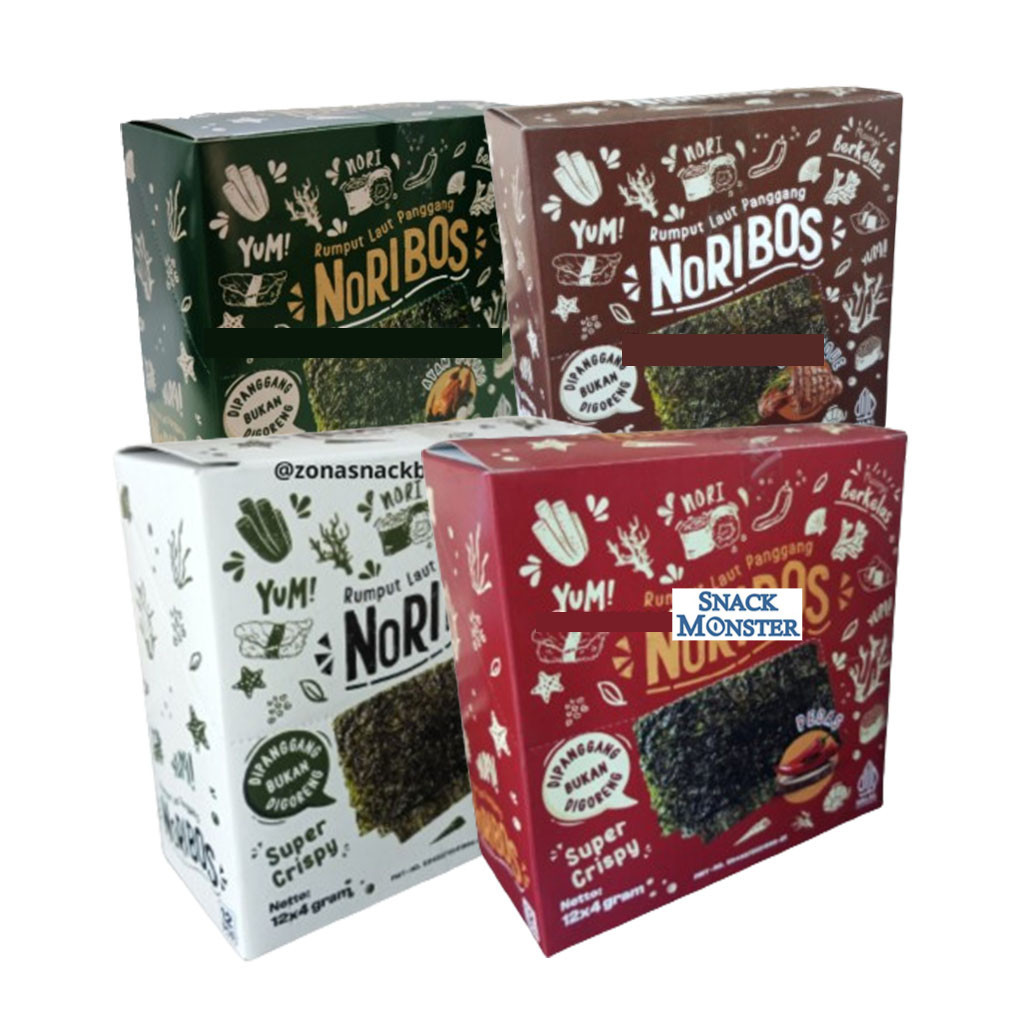 

Rumput Laut Noribos Rasa Original, Pedas, BBQ, Ayam Bawang Box - Netto 12 sct pusat grosir termurah