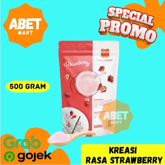 

Minuman Bubuk Strawberry Kreasi 500Gr - 500 Gram Drink Powder Rasa Stroberi Pink Instan Pak Dus Pcs