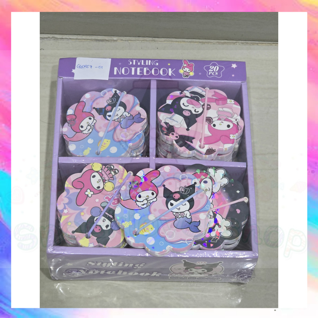 

(1pcs) Styling Notebook Sanrio Kertas Berwarna bisa diikat isi 60lembar