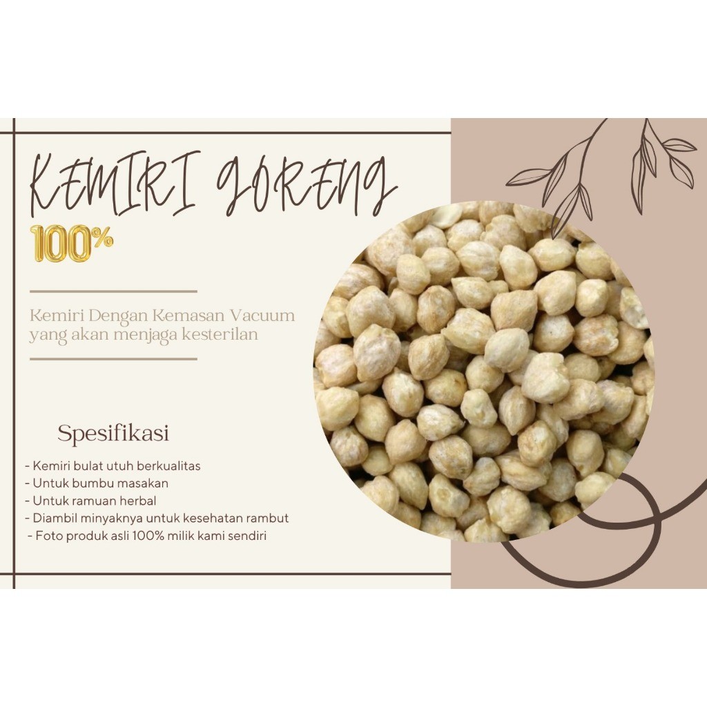 

Kemiri Bulat 100gr - 50gr / BD / BERKAT STORE