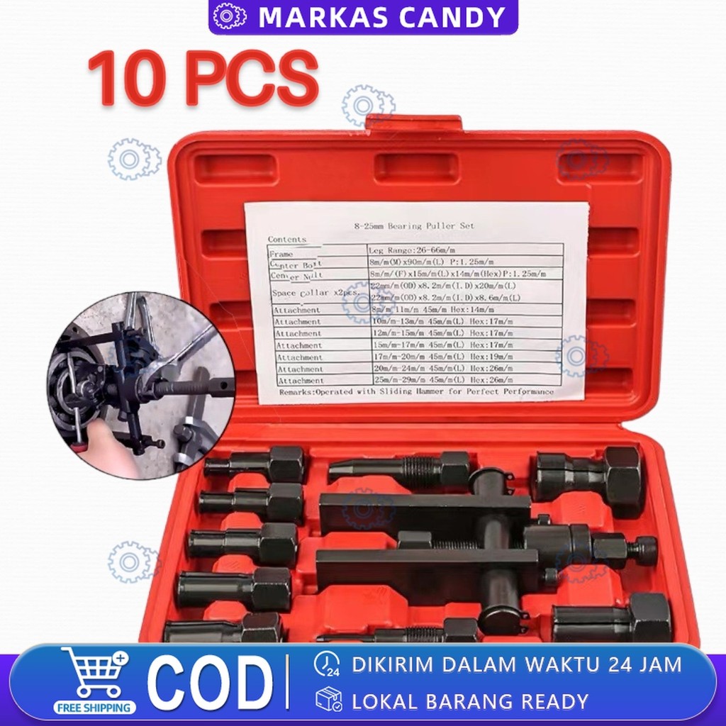 10pcs Tracker Bearing Puller Set Treker Pencabut Bearing Set Treker Cabut Bearing Dalam Treker Pembu