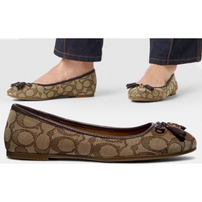 PROMO - [] COACH Benni Ballet Khaki Coach Shoes Coach Flat Shoes - 6/36=23cm