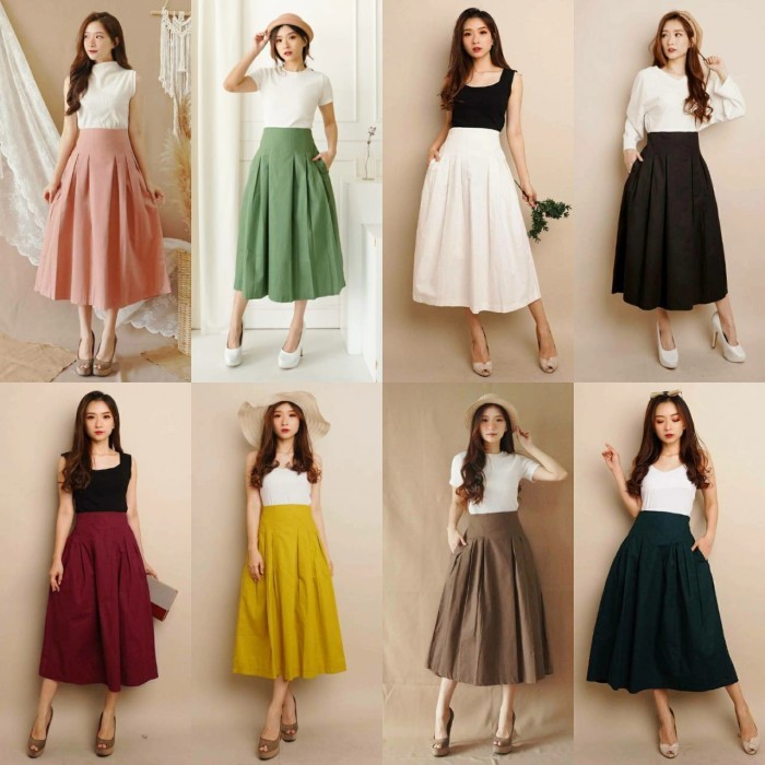 MURAH✨ - Rok Wanita / Bawahan Wanita / YOVITA SKIRT / Skirt Bahan Linen Uniqlo - Maroon