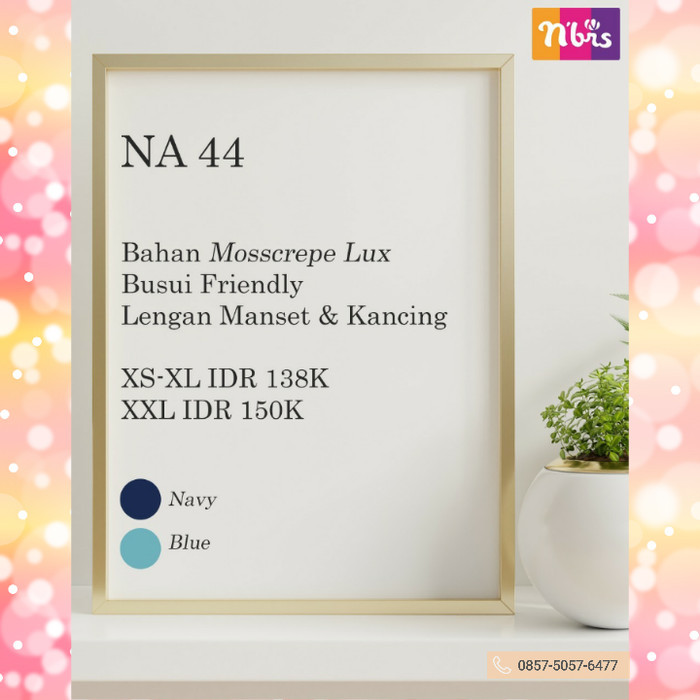 ✨LARIS✨ -Nibras Atasan NA 44 Navy Biru Dongker Daily Outfit Tunik Blouse Busui - Navy, S