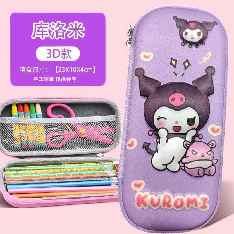 

Tempat Pensil Anak Motif 3D Kuromi || Kotak Pensil 7S Anak Motif Kartun Bahan EVA Timbul