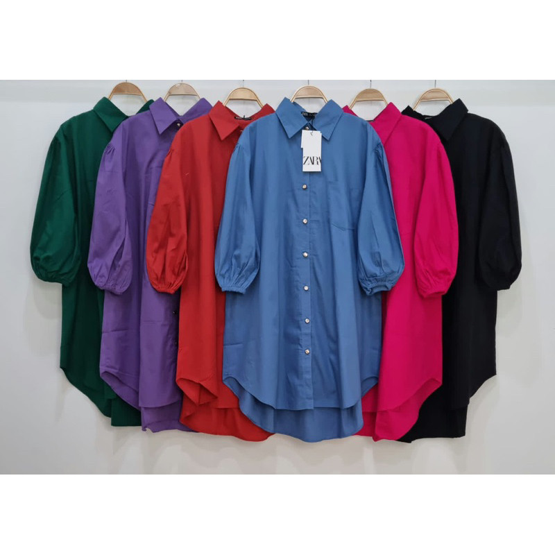 WK38RJ Tunik Wanita Zara Oversize LD 120 Long Tunic Lengan Karet Atasan Wanita Kekinian