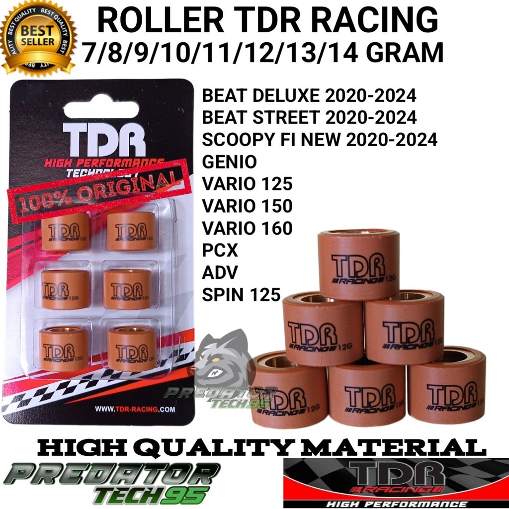 ROLLER TDR RACING ORIGINAL (6 PCS) 7 8 9 10 11 12 13 14 GRAM HONDA BEAT FI NEW 2020 DELUXE STREET SC