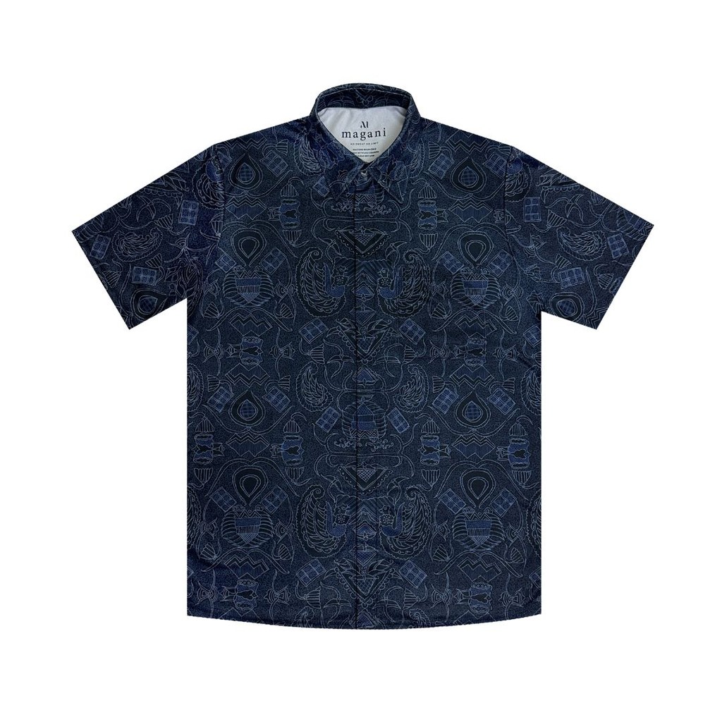 MAGANI Nosweat Navy Nagaraja - Kemeja Batik Lengan Pendek