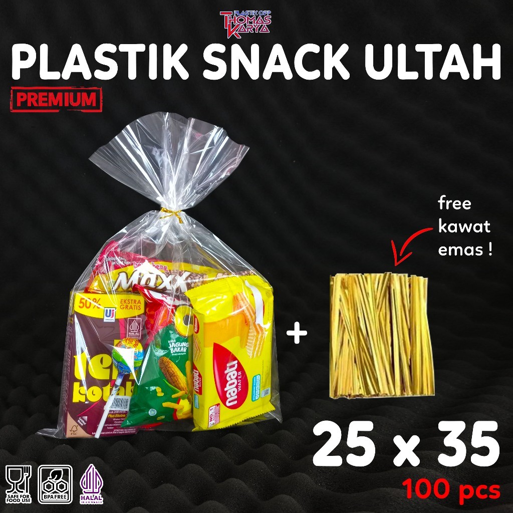 

Plastik OPP Ultah 25x35 Polos isi 100 Kantong OPP Bingkisan Snack Ulang Tahun / Party Goodie Bag