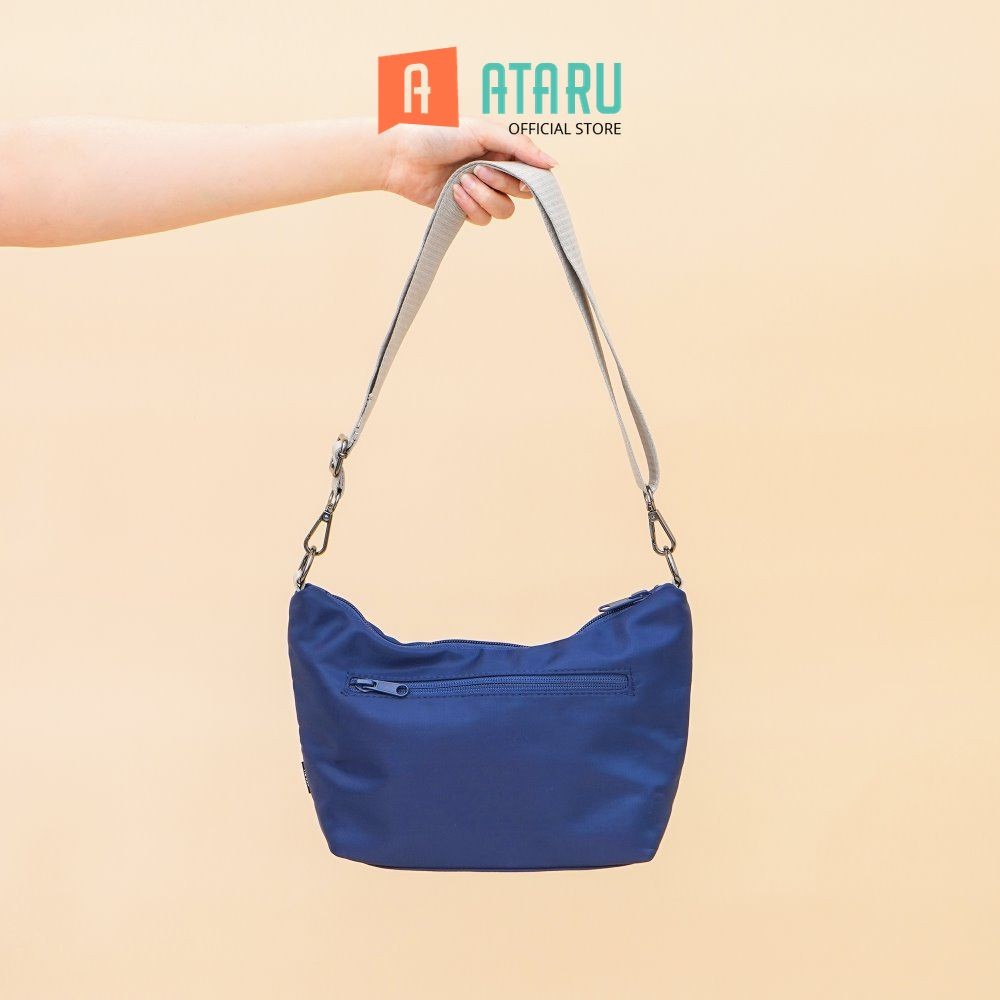Ataru Baguette Tas Selempang Nylon - Biru Navy Sling Bag Stylish Tas Crossbody Cewek Woman Mini Bag 